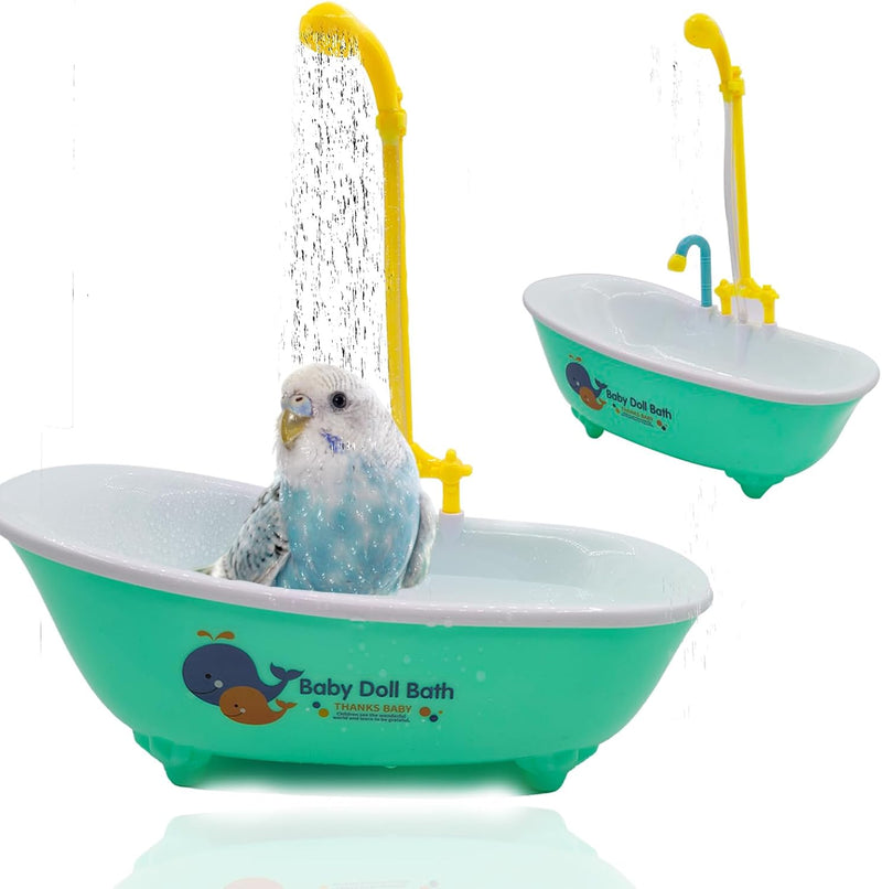 Parrot Automatic Bathtub with Shower, Cute Durable Bird Bath Shower Tub Birds Bath Fountain for Small Medium Parrots Coc