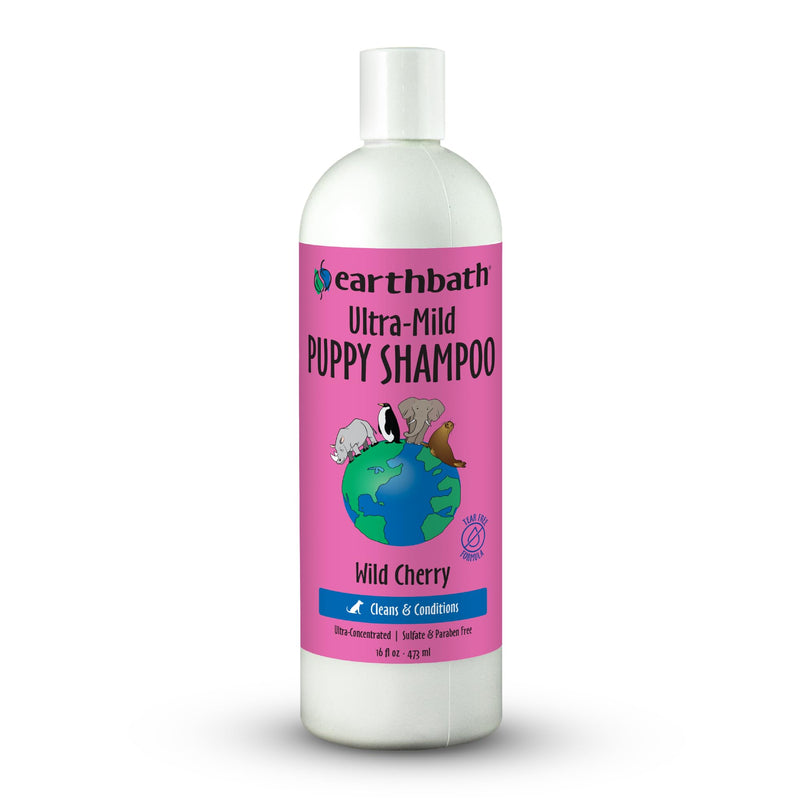 earthbath, Ultra-Mild Wild Cherry Puppy Shampoo - Extra Gentle & Tearless Dog Shampoo, Made in USA, Deodorizing Dog Wash, Cruelty Free Puppy Supplies, Shampoo for Smelly Dogs - 16 Oz (1 Pack)
