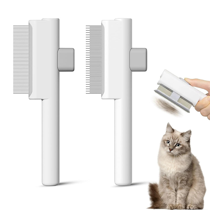 Pet Grooming Combo - Flea Comb(Dense Teeth) and Pet Hair Removal Comb(Long & Short Stainless Steel Teeth) with Release B