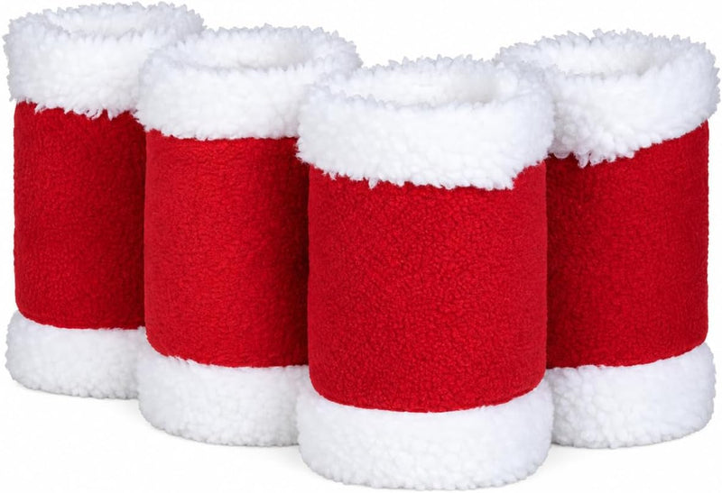 Horze Santa Faux Fur Polyester Christmas Horse Leg Wraps | Pack of Four - Red - One Size