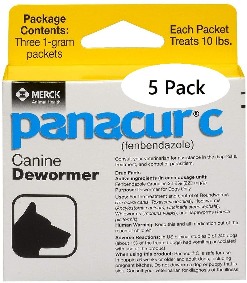 Panacur C Canine Dewormer Dogs 1 (3 Packets) Gram Each Packet Treats 10 lbs (Fivе Расk, Yellow)