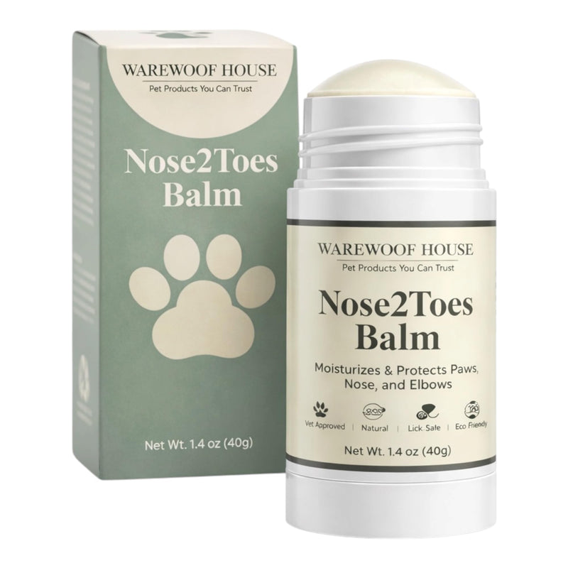 Dog Paw Balm Stick – Lick-Safe Moisturizer & Protector for Dry Cracked Paws, Nose & Elbows | Hot Pavement, Snow & Salt Shield | Beeswax, Coconut Oil & Oat Extract | 1.4 oz | Warewoof House