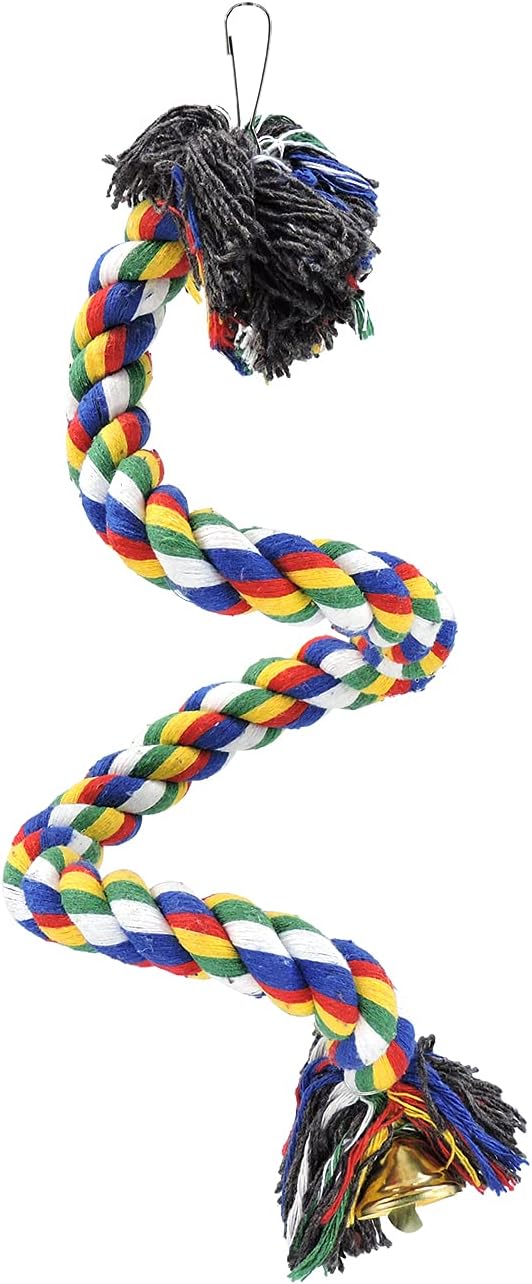 WishLotus Bird Perches, Parrot Colorful Climbing Rope Swing Toys Parrot Stand with Bell and Hanging Clip for Parrots, Bu