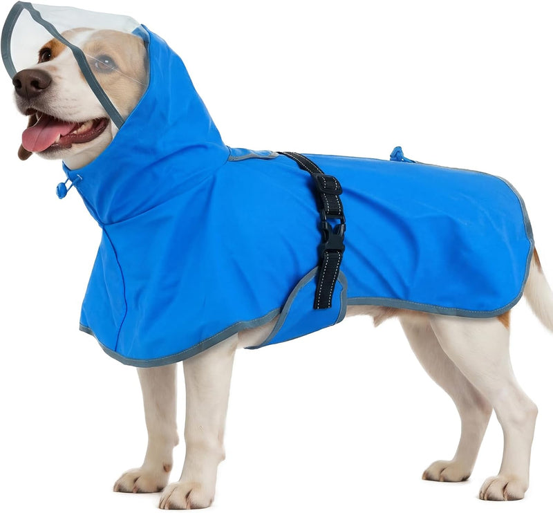 BRKURLEG Dog Raincoat, Waterproof Rain Jacket with Clear Hood for Small Medium and Large Dogs, Adjustable Reflective Pet