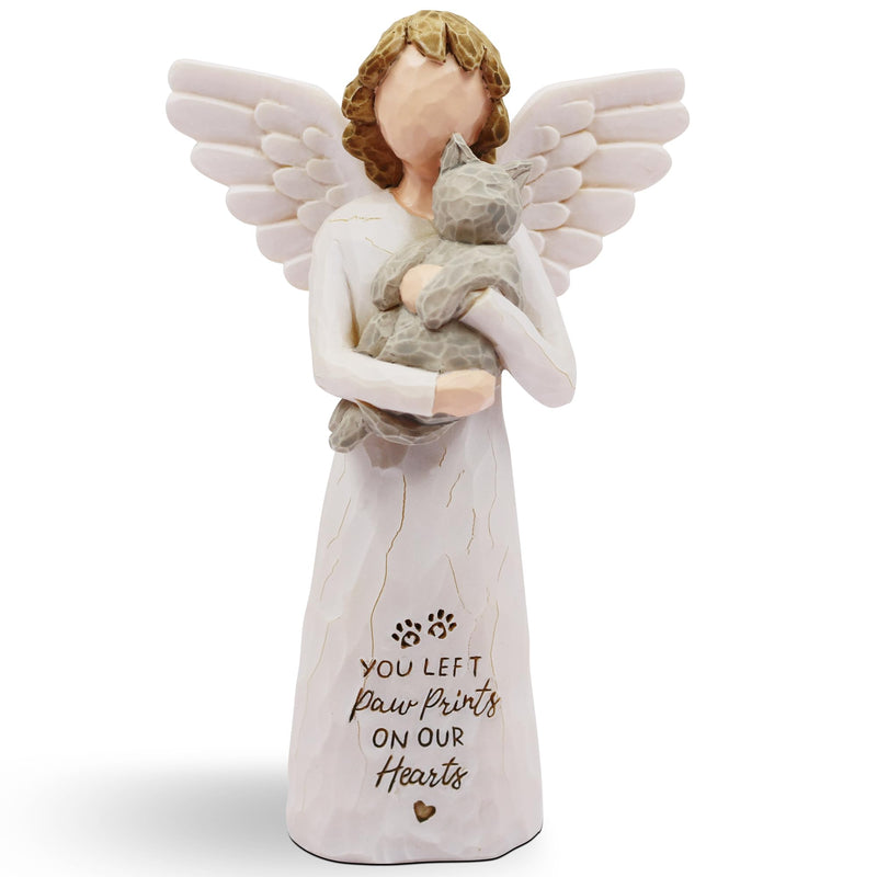 BORLESTA Cat Memorial Gifts for Loss of Cat, Pet Loss Sympathy Gift, Pet Cat Remembrance Gifts, Cat Mom Gift for Cats Lovers, Cat Statue Hand-Painted Figurines Angel (Gray)