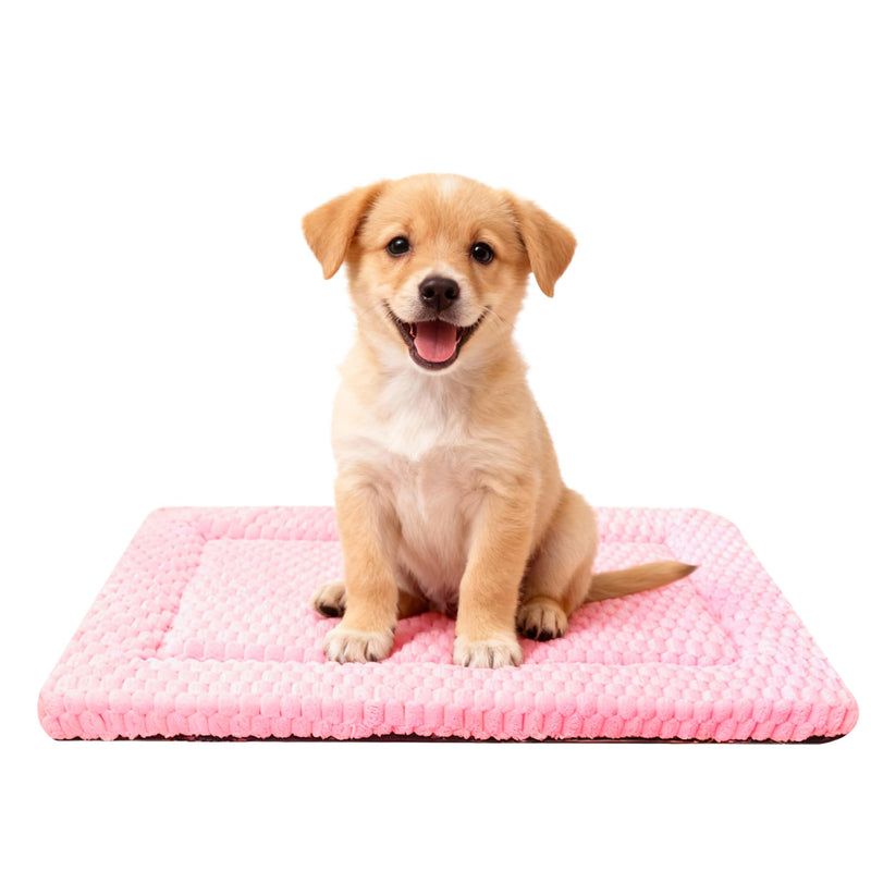 Dog Bed Mat,Reversible & Ultra Soft Kennel Pad-Machine Washable Pet Bed for Dogs & Cats-All-Weather Crate Liner for Crates,Carriers & Travel (Pink, 24