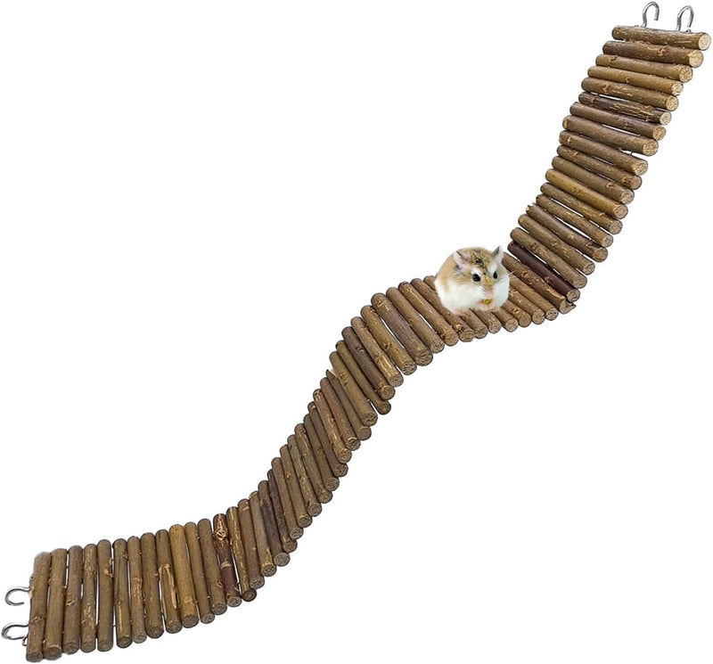 Rat Bendy Long Suspension Bridges 19.7 x 2.7 Inch Hamster Climbing Ladder Flexible Wooden Bridge for Dwarf Hamster Sugar