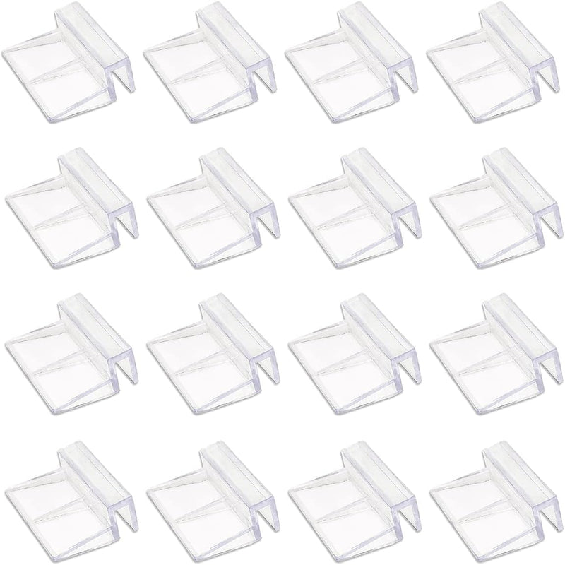 16 PCS 6mm Acrylic Aquarium Cover Clip, Clear Fish Tank Glass Cover Clip Support Holder Universal Lid Clips for Rimless
