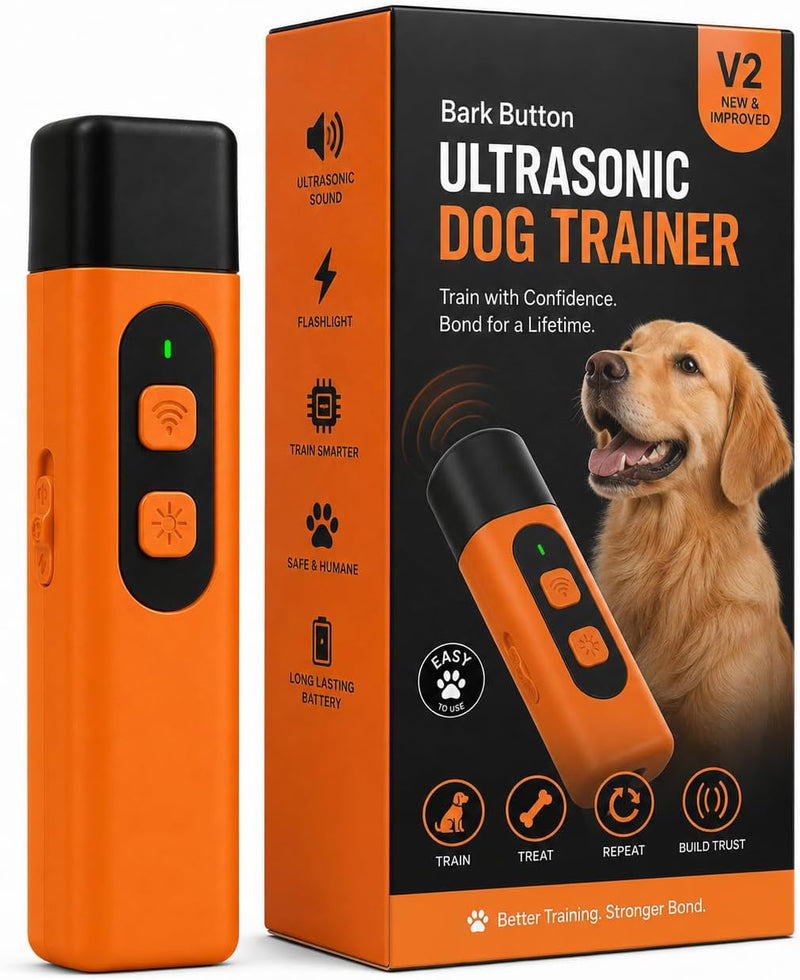 V2 Dog Bark Deterrent Devices- Ultrasonic Sound Trainer for Dogs, Handheld No Shock