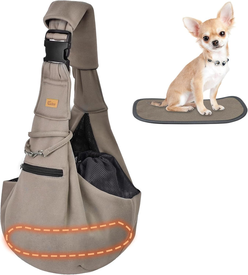 CUBY Adjustable Dog Cat Sling Carrier with Padded Hard Bottom Pet Carrier Sling Soft Carrying Puppy Bag for Small Dogs C