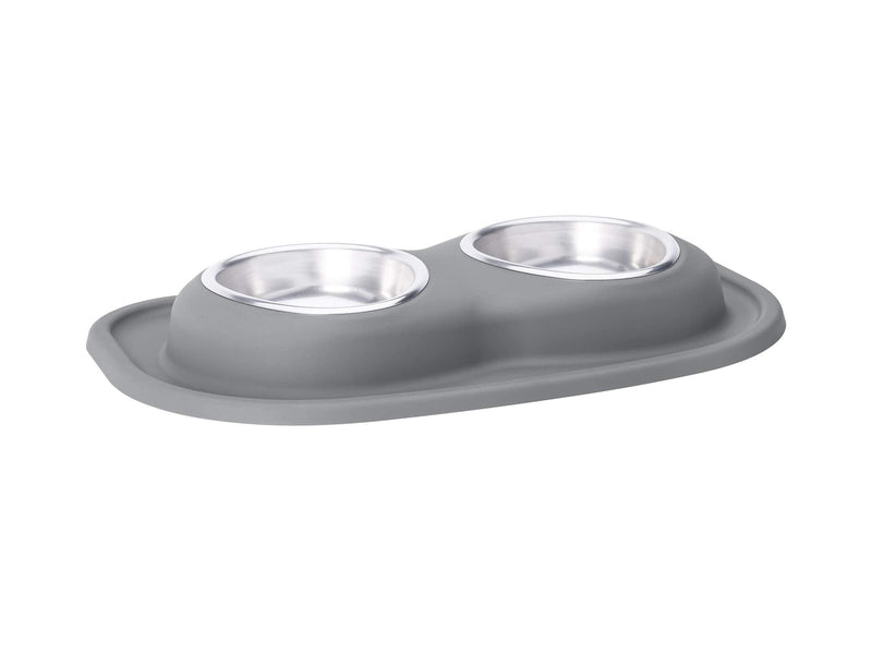 WeatherTech Double Low Pet Feeding System - Compact and Portable Dog/Cat Food and Water Station - 16 oz (2 Cups) Light Grey (DL1602LG)