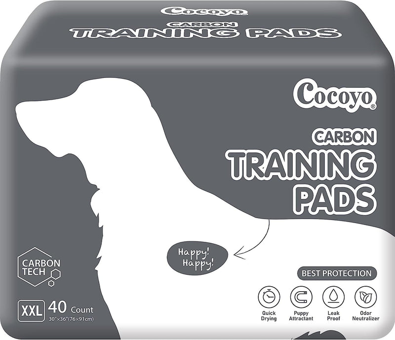 COCOYO Dog Training Pads Extra Large Size丨Carbon Absorb Eliminating Urine Odor Puppy Pads 丨 Premium Charcoal Dog Pee Pads (40 Count, XXL 30x36 inch),Black