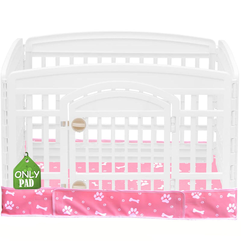 Dog Playpen Bottom Pad Fits for 36 Inch 4 Panels Exercise Pet Playpen, Dog Crate Pad Puppy Playpen Pad, Hoop and Loop Design (Note: Playpen Not Included). -Pink