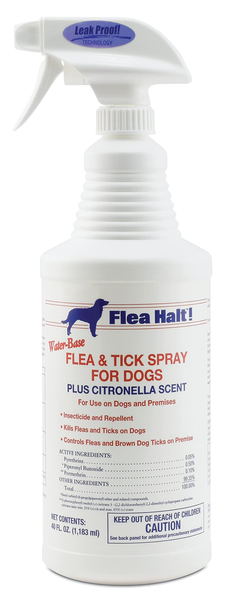 Farnam Flea Halt! Water-Based Flea & Tick Spray for Dogs Plus Citronella Scent, 40 fl oz
