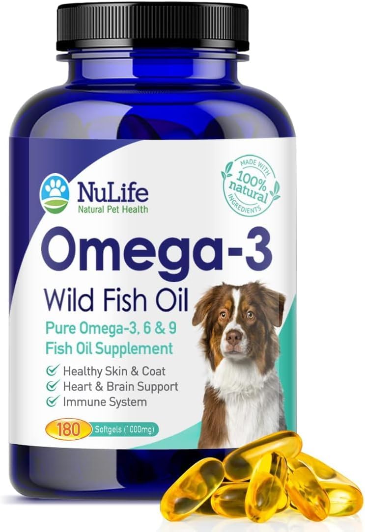 Pure Omega 3 Fish Oil for Dogs, Wild Caught from Iceland, Skin and Coat Supplement for Shedding, Dry Itchy Skin and Allergies, Rich in EPA + DHA with Omega 3, 6