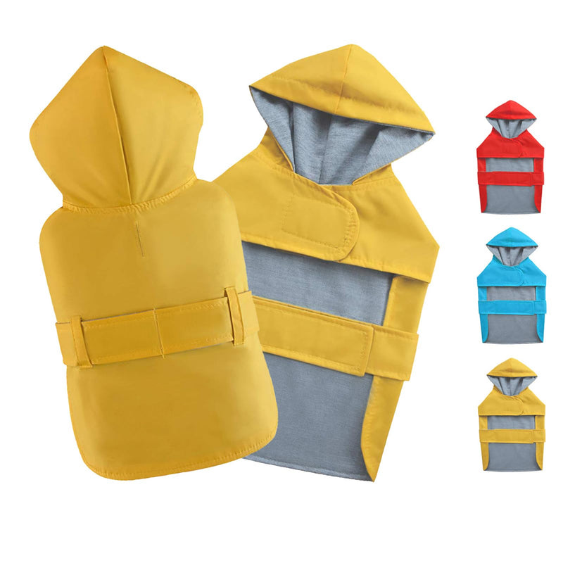 BECNBEAU Dog Raincoat Dog Rain Jacket Poncho Waterproof Pet Rain Suit Double-Layered Breathable Lining Hooded Leash Hole Adjustable Puppy Small Medium Dogs,Yellow,M,Back Length 8.5-10.5 inches
