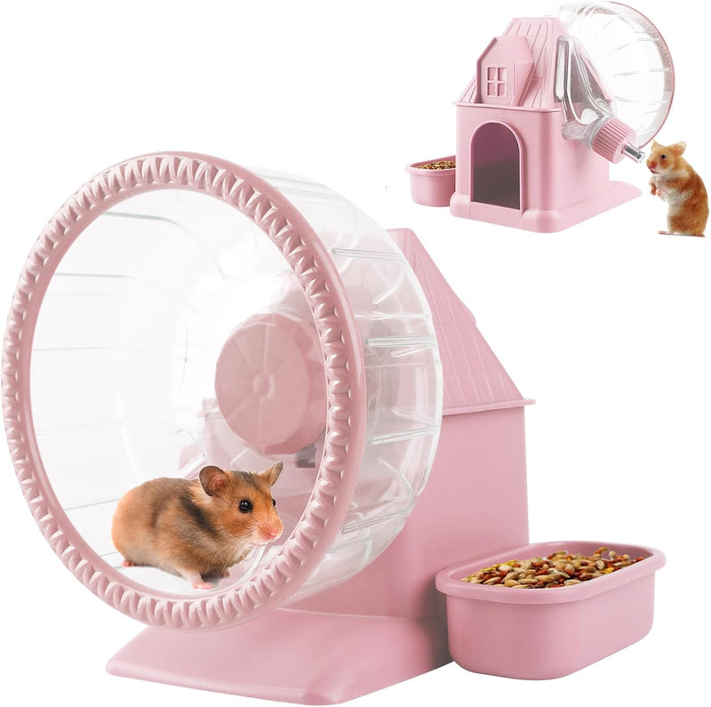 Silent Hamster Wheel Multifunctional Hamster Wheel Quite Running Spinner Wheel Accessories with Food Bowl Water Bottle f