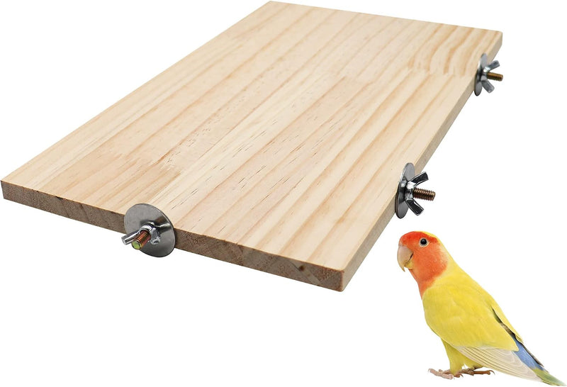 13.6Γ7.9 Inches Large Bird Perch Stand Platform, Natural Wooden Small Animals Cage Accessories, Rectangle Stand Perch Sh