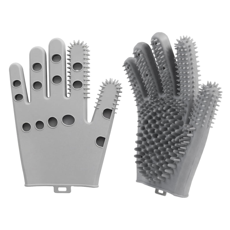 WAGINGROO Pet Grooming Gloves for Cats & Dogs, Silicone Pet Hair Removal Glove for Bathing, Shedding & Massage, Gentle Cat & Dog Grooming Glove for Long & Short Hair Pets(Grey-Large)