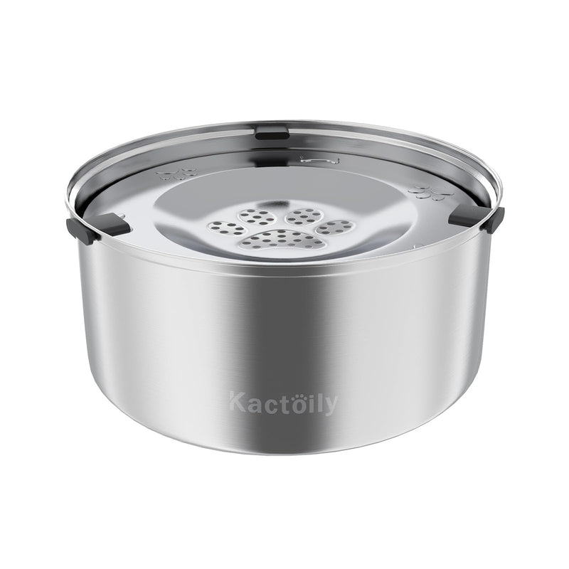 Kactoily 3L/101oz Large Capacity Dog Water Bowl Stainless Steel No Spill Dog Bowls Slow Drinking Dog Water Feeder Dispenser