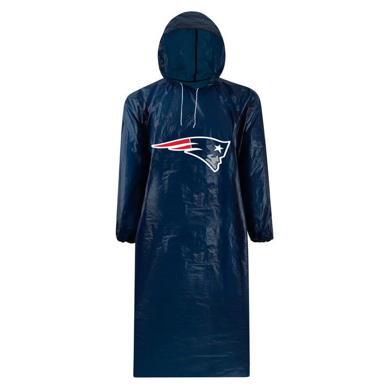 NFL Waterproof Rain Poncho for Adults, Sporty, Elastic Sleeves and Drawstring Hood, Unisex Rain Coat