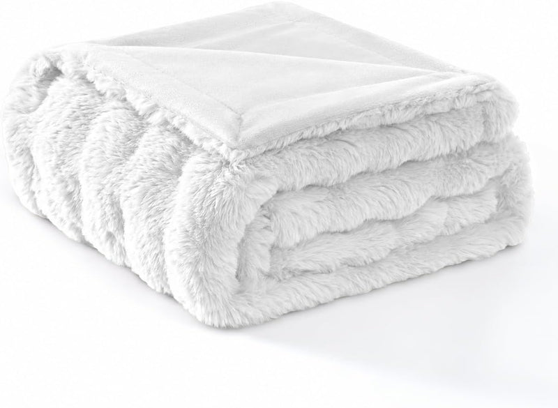 Modern Threads Water-Resistant Faux Rabbit Fur Pet Blanket for Dogs & Cats – Ultra-Soft Couch, Bed & Crate Protector, 30x40 White