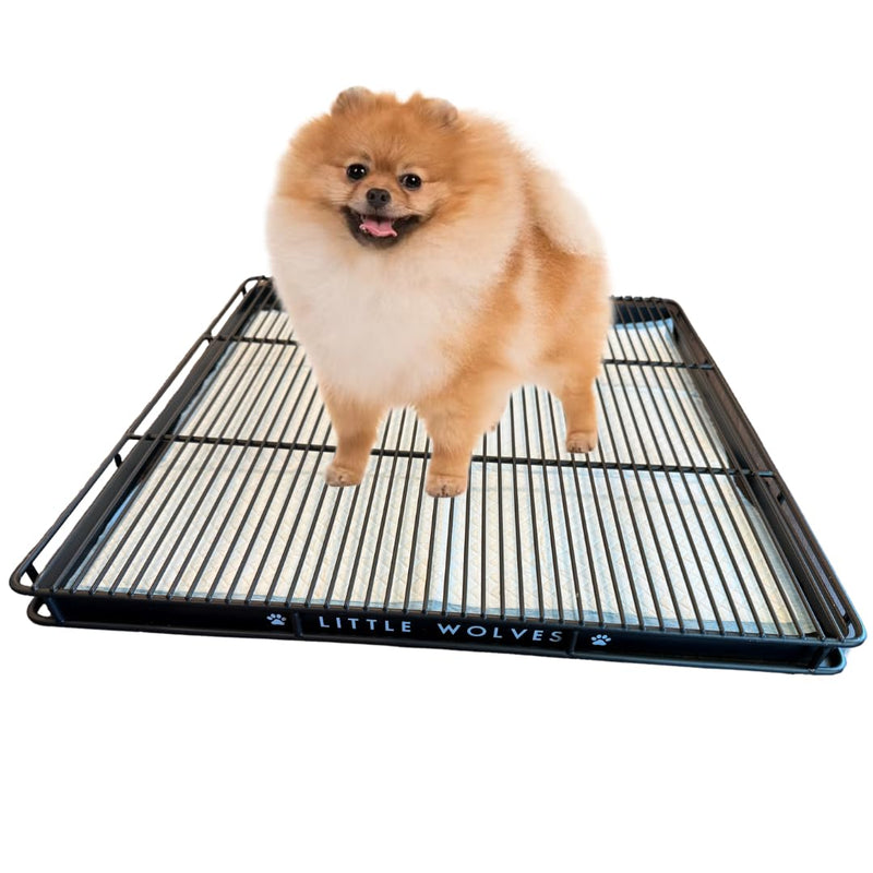 Little Wolves Puppy Potty Tray – 22x22 Shred-Proof Heavy-Duty Training Tray for Puppies & Small Dogs, Easy-Clean, Indoor Dog Pee Pad Holder (Small Gap)