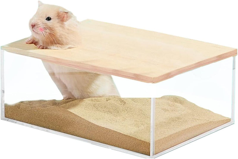 kathson Hamster Sand Bath Box Transparent Acrylic Small Animals Shower Bathtub Guinea Pigs Digging Sand Container Cage A
