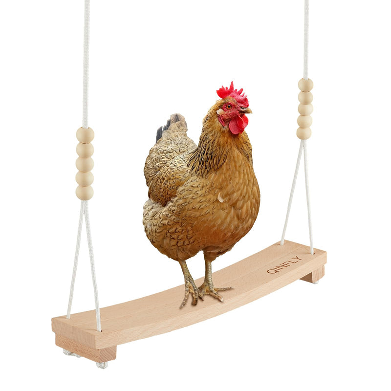 Qinfly Arc-Shaped Chicken Swing Heavy Beech Wood Chicken Toys for Coop Handmade Chicken Swing for Hens Chicken Coop Accessories