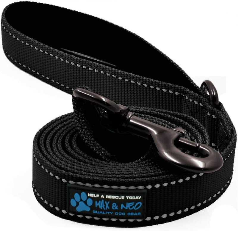 Max and Neo Reflective Nylon Dog Leash - We Donate One for Every Sold (Black, 6ft)