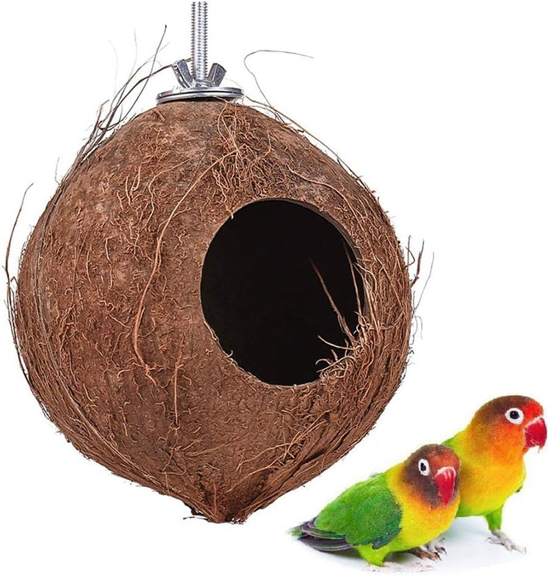 YJJKJ Pet Bird Natural Coconut Shell Bird House Parakeet Budgie Cockatiel Finch Sparrows Breeding Nesting Bird Aviary Ca