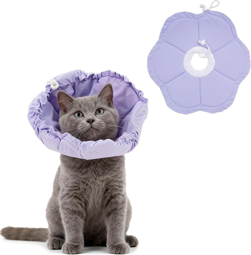 Tensho Flower Soft Cone for Cats, Purple Adjustable Elizabethan Collar