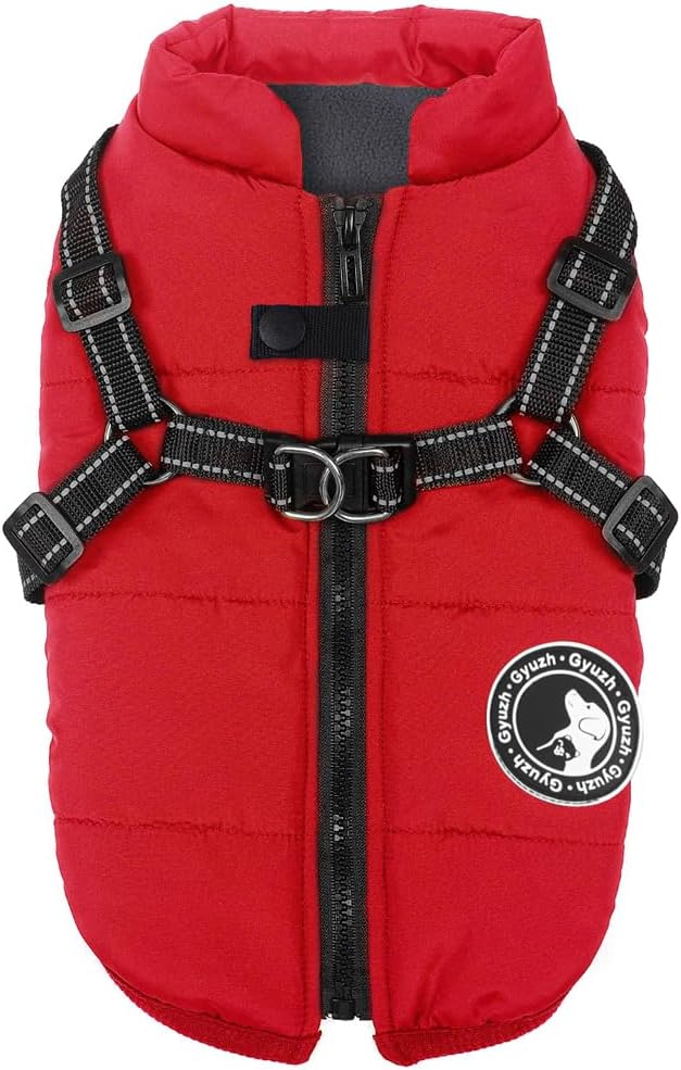 Gyuzh Dog Coat with Harness Puppy Coats Small Dog Harness Jacket Winter Waterproof Jackets for Smal Medium Large Dogs