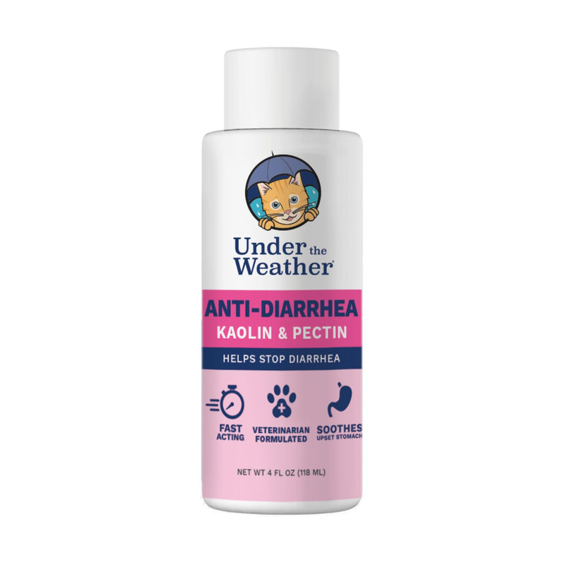 Under the Weather Cat Diarrhea Medicine with Pectin and Kaolin | Fast Acting Anti Diarrhea Liquid for Cats | Soothe Your Pet's Upset Stomach - 4 oz Bottle