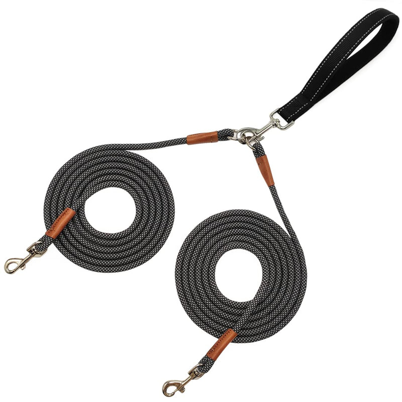JDIDNEID 8 FT Double Dog Leash, 2 Way Mulitiple Dog Leash Detachable No Tangle with Soft Padded Handle, 1/4