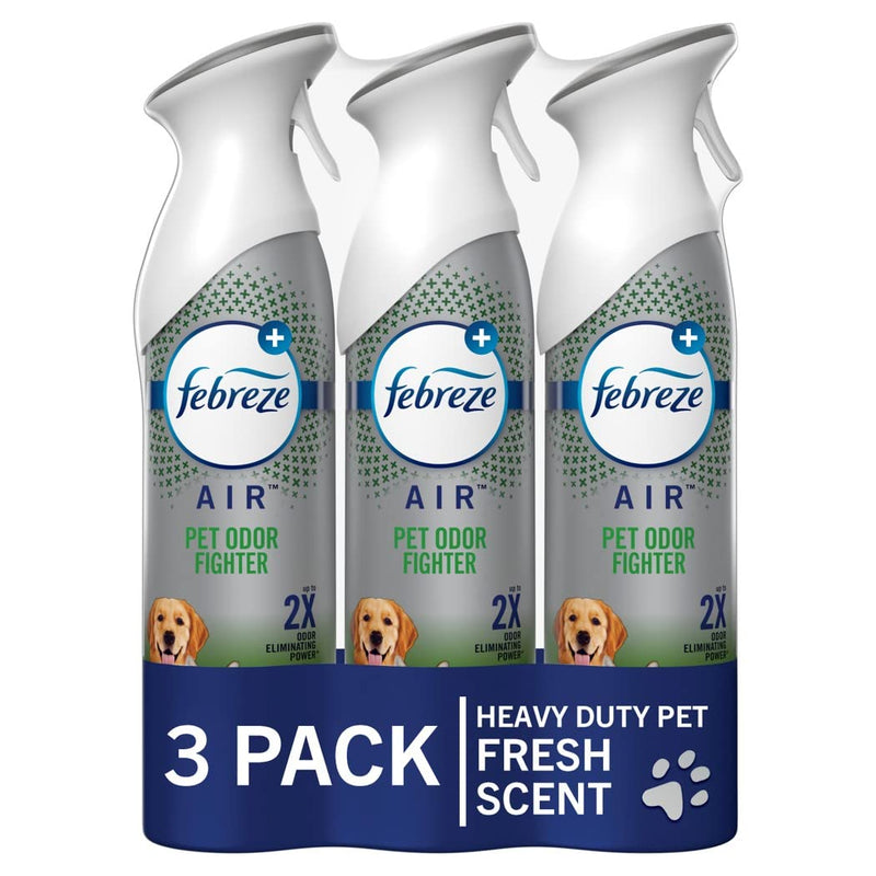 Febreze Air Mist Air Freshener Spray, Odor-Fighting Room Spray, Air Fresheners for Home and Bathroom and Kitchen, Aerosol Can, HD Pet Odor Fighter Scent, 8.8oz (Pack of 3)