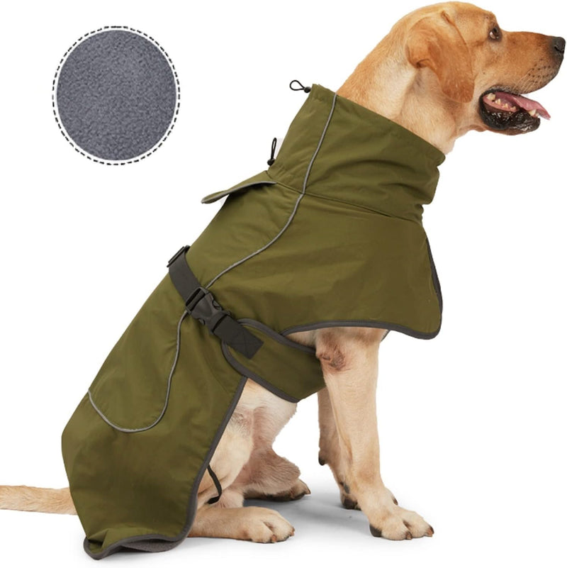 Dog Raincoat - Waterproof Dog Winter Jackets Windproof Coat with Velvet Inner Winter Dog Rain Coat with Reflective Strip
