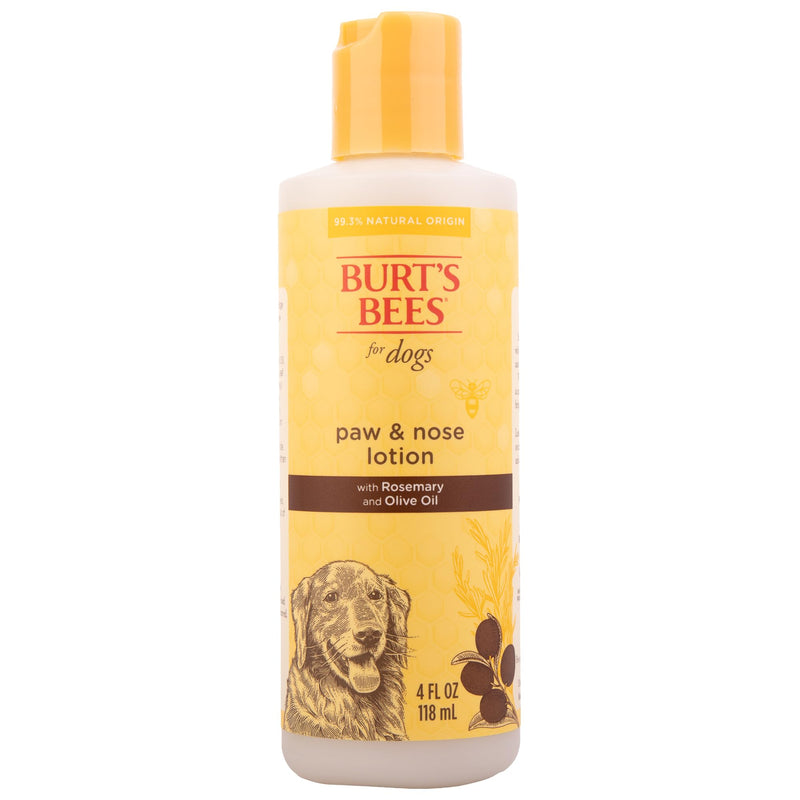 BURT'S BEES FOR PETS Dog Paw and Nose Lotion with Rosemary and Olive Oil, Moisturizing Paw Balm for Dry Cracked Pads and Dog Nose Butter Moisturizer, Paw Lotion for Dogs Skin Care, 4 Fl Oz