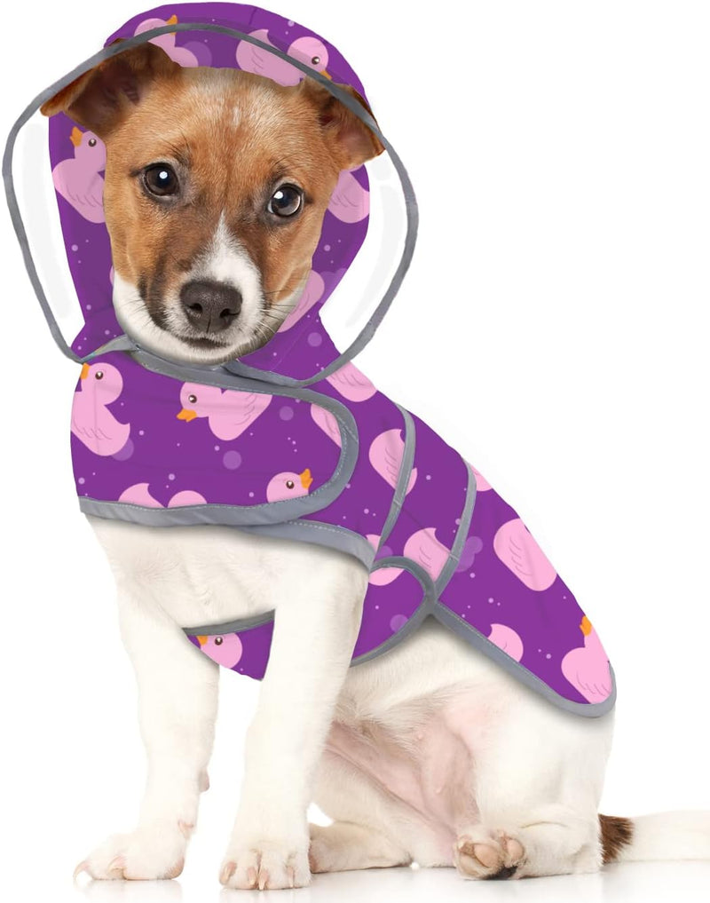 HDE Clear Hooded Dog Raincoat Jacket Poncho with Dog Leash Hole Pr Duck M