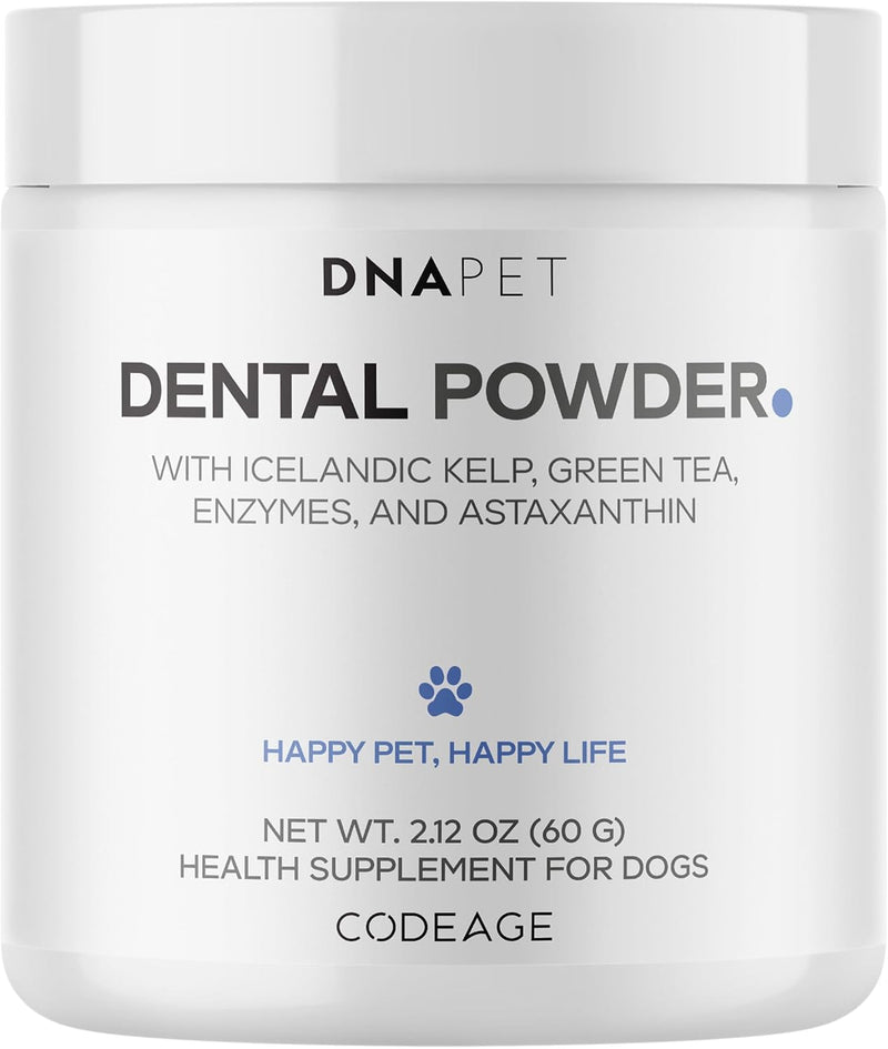 DNA PET Dental Powder for Dogs, Kelp & Enzyme Blend, Mint, 2.12 oz