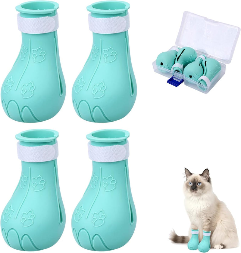 Gosknor 4 Pcs Silicone Cat Feet Claw Covers, Anti-Scratch Cat Nail Shoes