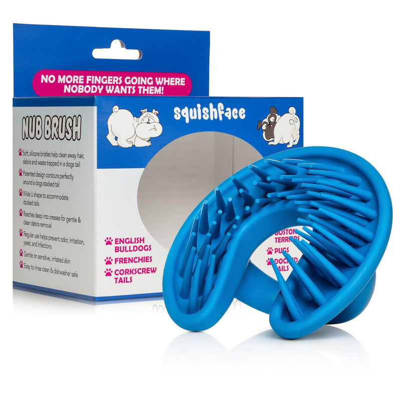 Squishface Nub Brush – Corkscrew Tail Dog Brush for Bulldogs Silicone Grooming Brush for Trapped Hair, Debris, Itchy Ski