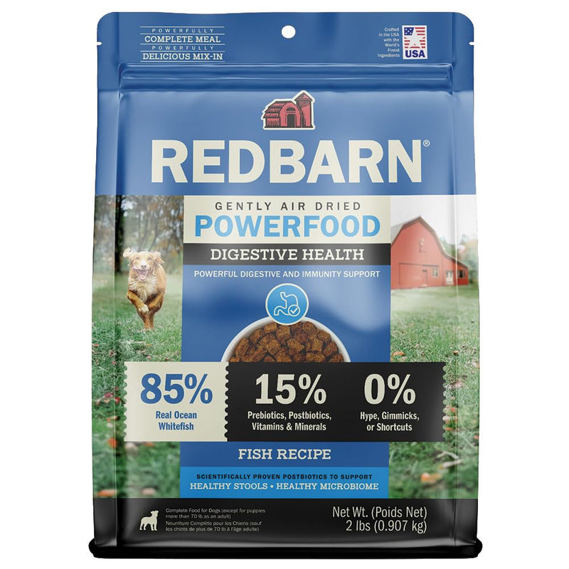 Redbarn Powerfood Air Dried Dog Food 2 lbs - High Protein Ocean Whitefish for Sensitive Stomach & Digestive Health - Premium Pet Food with Prebiotics & Postbiotics