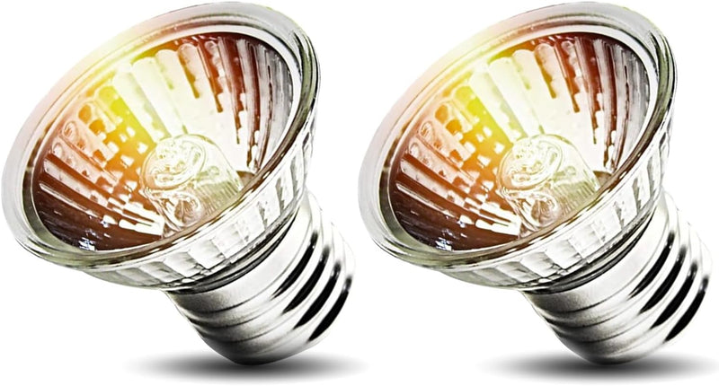 2-Pack 50W UVA Bulbs, Light Turtle Heat Lamp for Reptiles and Amphibian Tanks, Terrariums and Cages, Fit E26 Heat Reptil
