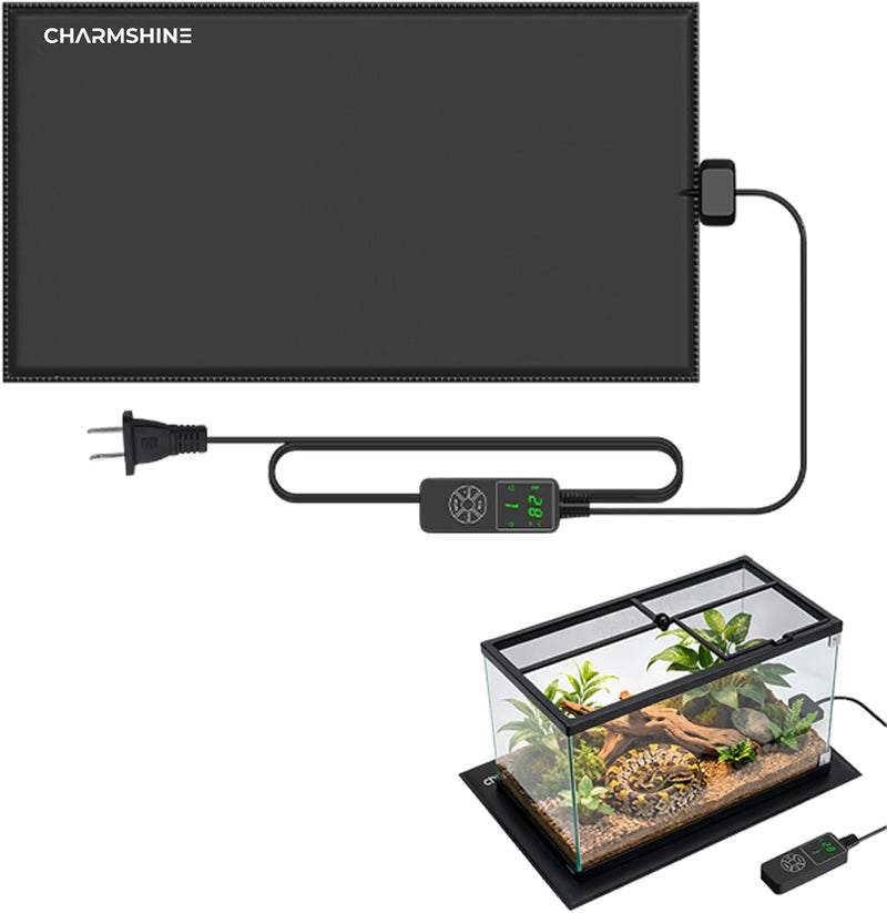 8 by 12-inch 16W Reptile Heating Pad Graphene with Temperature Control Reptile Tank Heat Pad Terrarium Under Tank Heater