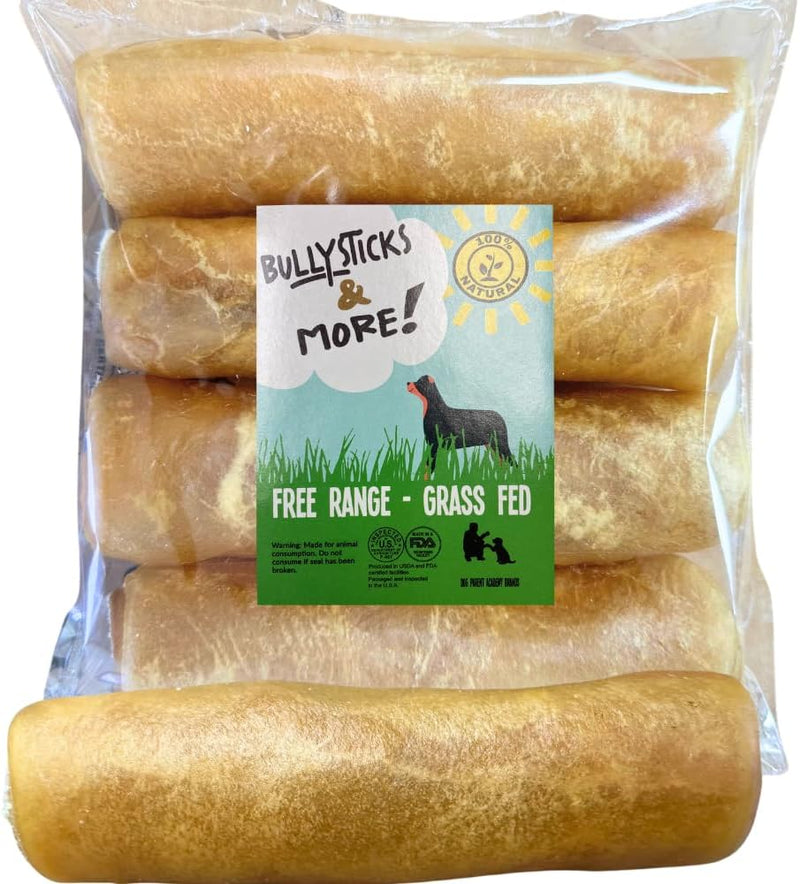 BULLYSTICKS & MORE 6 Inch Beef Collagen Rolls for Dogs (Extra Thick - 4 Count) - Bones for Dogs - Dog Parents Choice - N