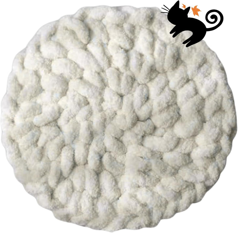 Urnat Cat Extra-Soft Kneading Mat, Handmade Washable Round Cat Pad Blanket for Indoor Kittens, Plush Breathable Cushion Bed for Cat Trees, Sofas & Floors (White,Small)
