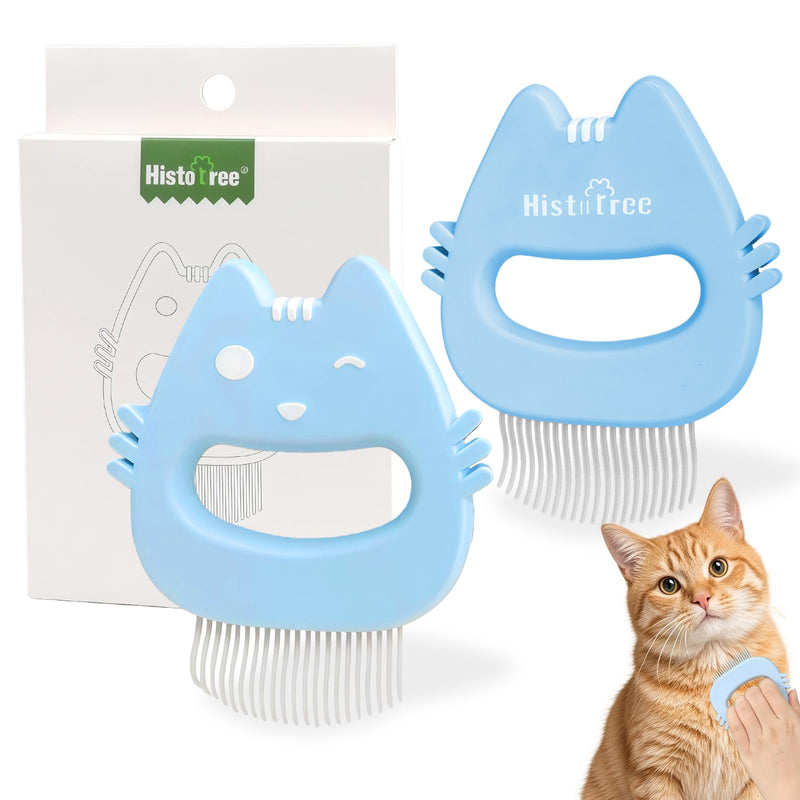Histotree Blue Cat Comb Cute Cat-shape Pet Hair Removal Massaging Shell Comb Soft Deshedding Brush Grooming and Shedding Matted Fur Remover Dematting tool for Long and Short Hair Cat Dog Puppy Bunny