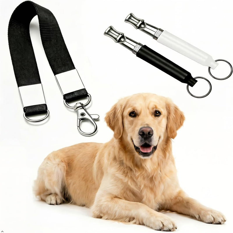 2-Pack Adjustable Ultrasonic Dog Whistles, Professional Pitch Dog Training Whistles for Recall and Behavior Guidance, wi