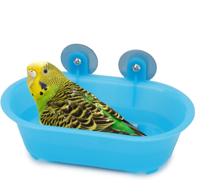 Hypeety Bird Bath with Mirror Portable Bird Bathroom Parakeet Shower Tub